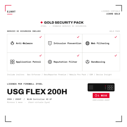 iCard Zyxel Gold Security Pack 1 mese — USGFlex 200H/200HP