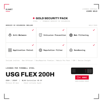 iCard Zyxel Gold Security Pack 2 anni — USGFlex 200H/200HP